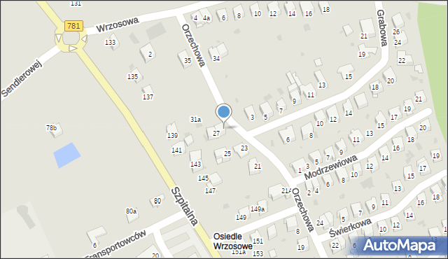 Chrzanów, Orzechowa, 29, mapa Chrzanów