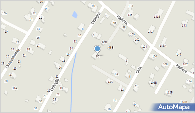 Cieszyn, Orla, 8C, mapa Cieszyna