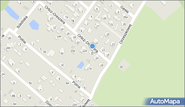 Czarna Białostocka, Orlicz-Dreszera Gustawa, gen., 22, mapa Czarna Białostocka