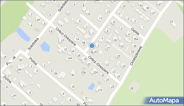 Czarna Białostocka, Orlicz-Dreszera Gustawa, gen., 9, mapa Czarna Białostocka