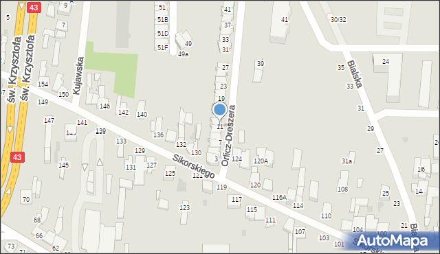 Częstochowa, Orlicz-Dreszera Gustawa, gen., 11, mapa Częstochowy