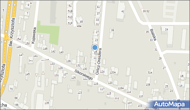 Częstochowa, Orlicz-Dreszera Gustawa, gen., 13, mapa Częstochowy