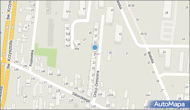 Częstochowa, Orlicz-Dreszera Gustawa, gen., 27, mapa Częstochowy