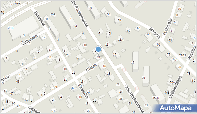 Częstochowa, Orlik-Rückemanna Wilhelma, gen., 14, mapa Częstochowy