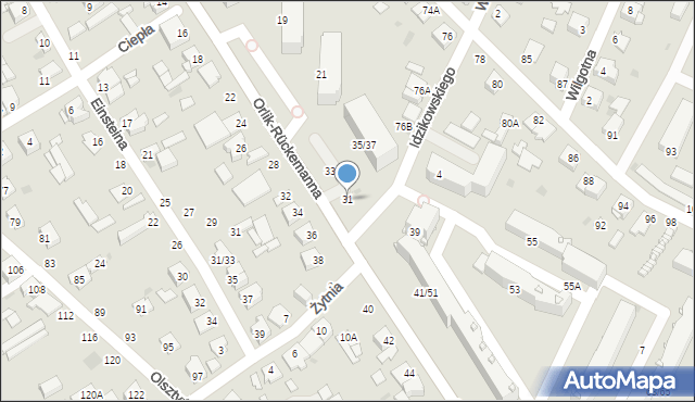 Częstochowa, Orlik-Rückemanna Wilhelma, gen., 31, mapa Częstochowy