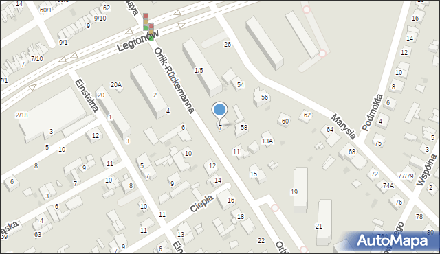 Częstochowa, Orlik-Rückemanna Wilhelma, gen., 7, mapa Częstochowy