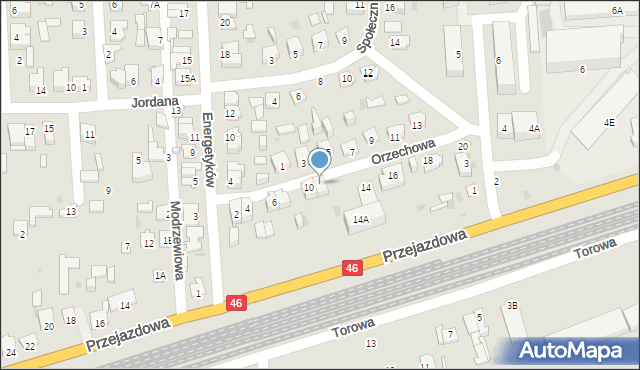 Częstochowa, Orzechowa, 12, mapa Częstochowy