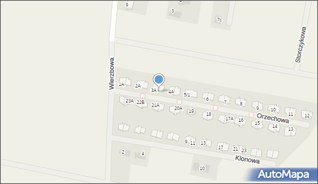 Dąbcze, Orzechowa, 3B, mapa Dąbcze