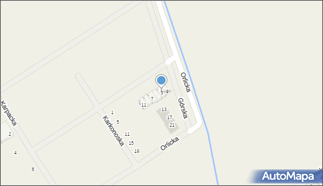 Dąbrowa, Orlicka, 3, mapa Dąbrowa