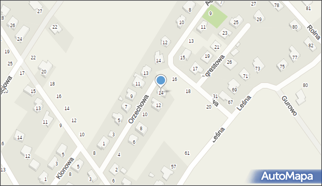 Dąbrowa, Orzechowa, 14, mapa Dąbrowa