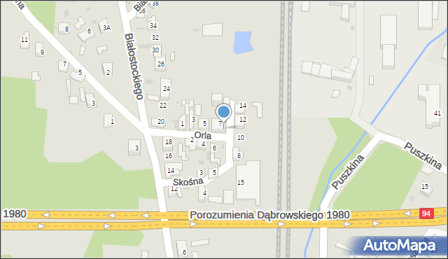 Dąbrowa Górnicza, Orla, 7A, mapa Dąbrowa Górnicza