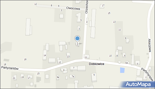 Dobkowice, Orzechowa, 1, mapa Dobkowice