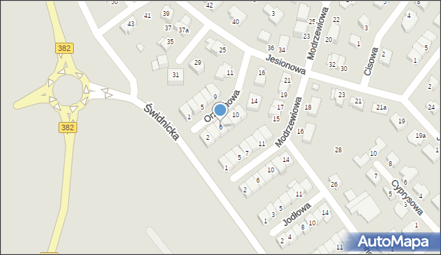 Dzierżoniów, Orzechowa, 6, mapa Dzierżoniów