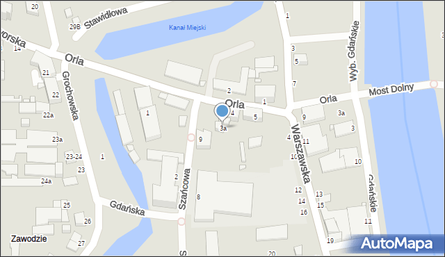 Elbląg, Orla, 3a, mapa Elbląga