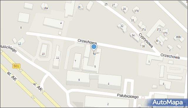 Gdańsk, Orzechowa, 5p, mapa Gdańska