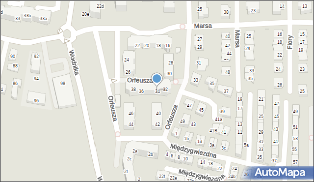 Gdańsk, Orfeusza, 34, mapa Gdańska