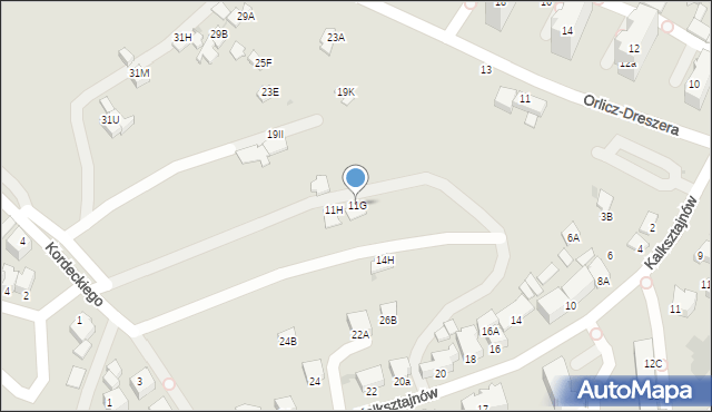 Gdynia, Orlicz-Dreszera Gustawa, gen., 11G, mapa Gdyni