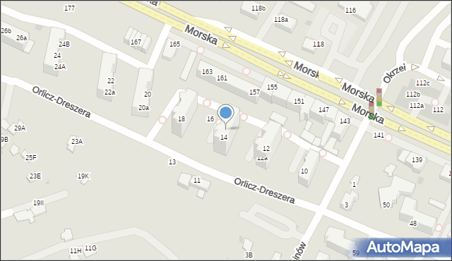 Gdynia, Orlicz-Dreszera Gustawa, gen., 14b, mapa Gdyni