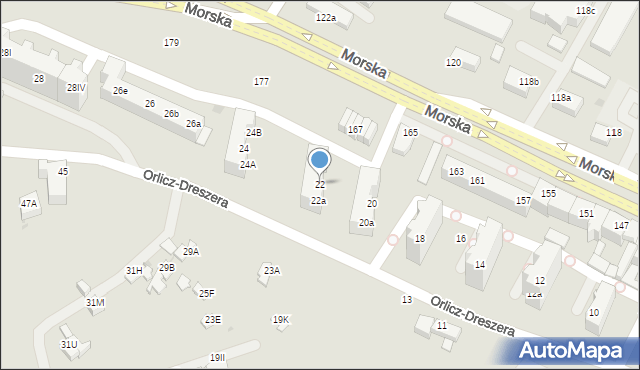 Gdynia, Orlicz-Dreszera Gustawa, gen., 22, mapa Gdyni