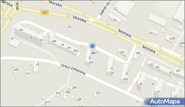 Gdynia, Orlicz-Dreszera Gustawa, gen., 24B, mapa Gdyni
