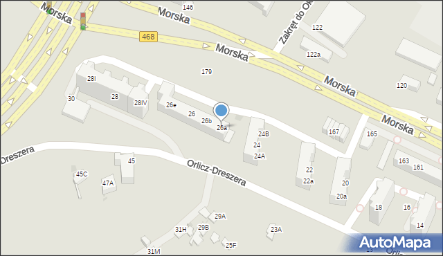 Gdynia, Orlicz-Dreszera Gustawa, gen., 26a, mapa Gdyni