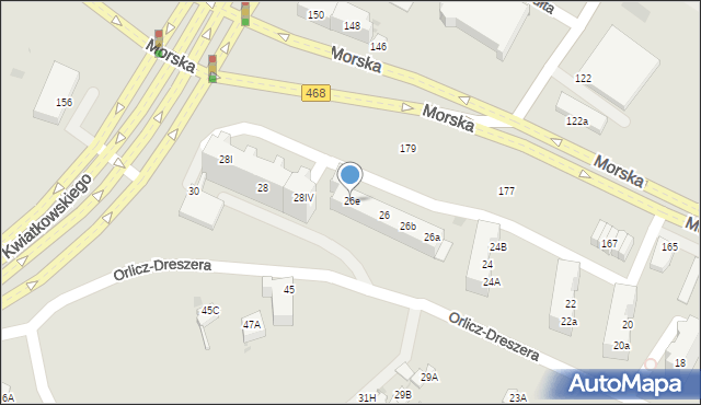 Gdynia, Orlicz-Dreszera Gustawa, gen., 26e, mapa Gdyni