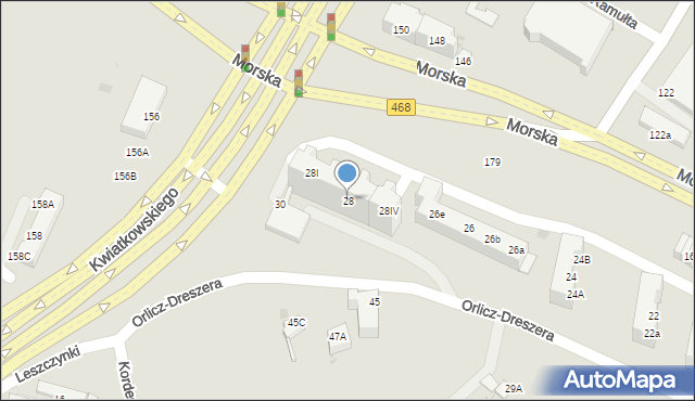 Gdynia, Orlicz-Dreszera Gustawa, gen., 28, mapa Gdyni