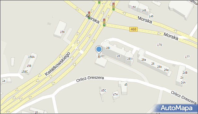 Gdynia, Orlicz-Dreszera Gustawa, gen., 30, mapa Gdyni