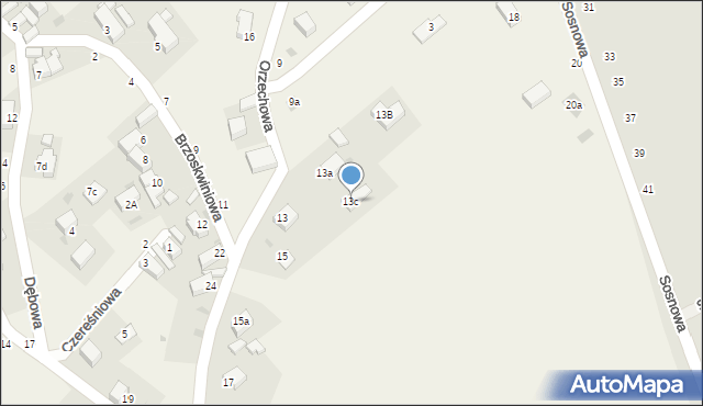 Gęsiniec, Orzechowa, 13c, mapa Gęsiniec