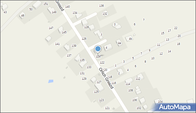 Giebułtów, Orlich Gniazd, 124, mapa Giebułtów