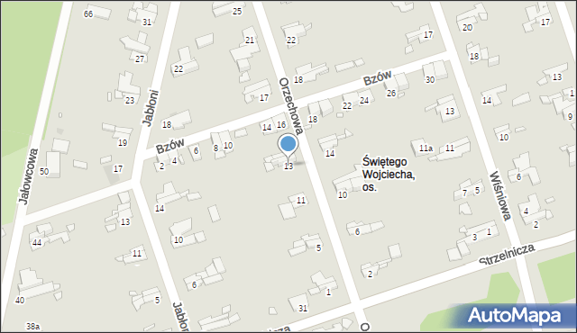 Gliwice, Orzechowa, 13, mapa Gliwic