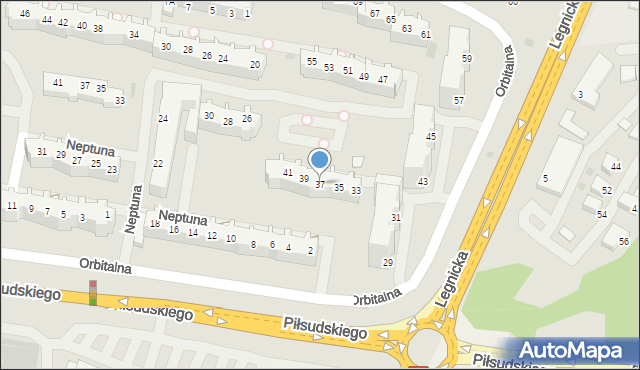 Głogów, Orbitalna, 37, mapa Głogów