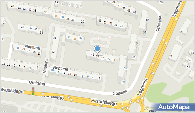 Głogów, Orbitalna, 39, mapa Głogów