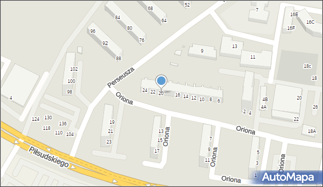 Głogów, Oriona, 20, mapa Głogów