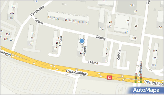 Głogów, Oriona, 9, mapa Głogów