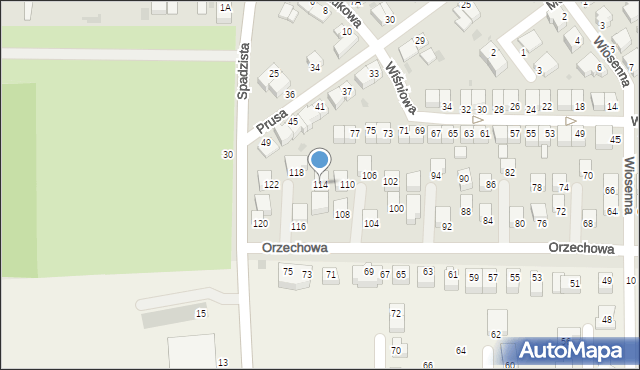 Głogów, Orzechowa, 114, mapa Głogów