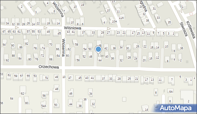 Głogów, Orzechowa, 44A, mapa Głogów