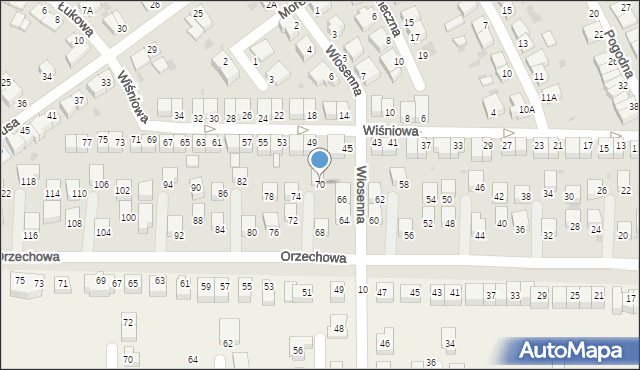 Głogów, Orzechowa, 70, mapa Głogów