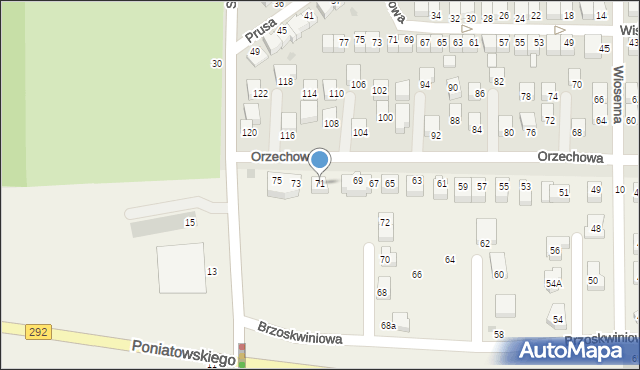 Głogów, Orzechowa, 71, mapa Głogów