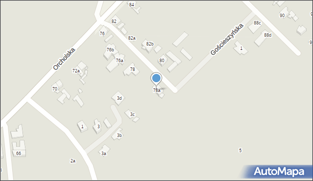 Gniezno, Orcholska, 78a, mapa Gniezna