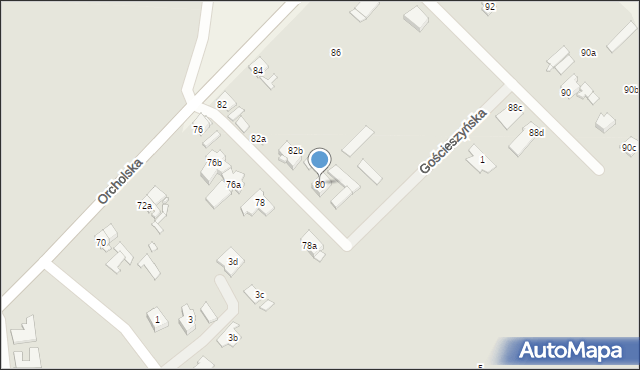 Gniezno, Orcholska, 80, mapa Gniezna