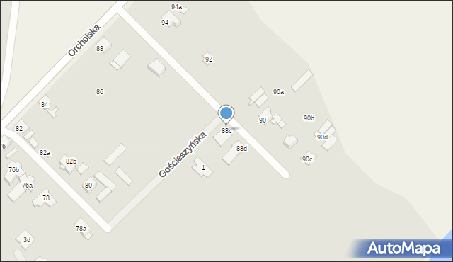 Gniezno, Orcholska, 88c, mapa Gniezna