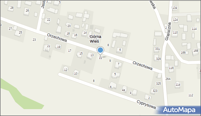Górna Wieś, Orzechowa, 11, mapa Górna Wieś