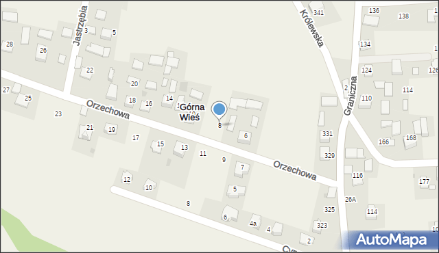 Górna Wieś, Orzechowa, 8, mapa Górna Wieś