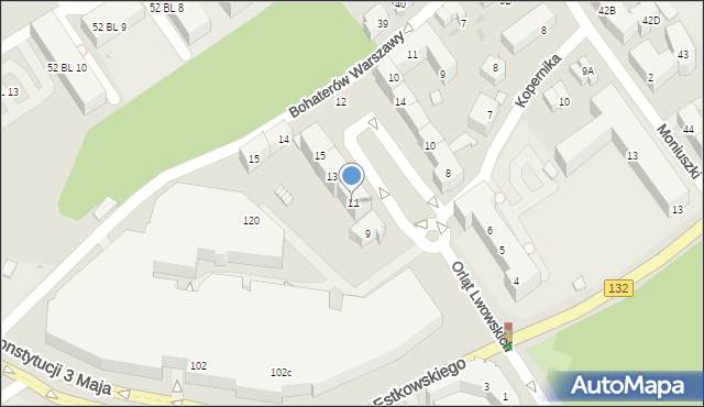 Gorzów Wielkopolski, Orląt Lwowskich, 11, mapa Gorzów Wielkopolski