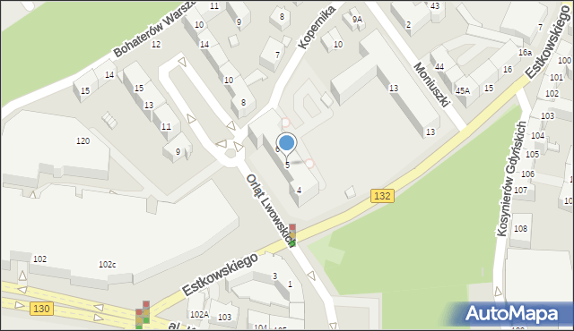 Gorzów Wielkopolski, Orląt Lwowskich, 5, mapa Gorzów Wielkopolski