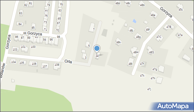 Gorzyca, Orla, 14, mapa Gorzyca