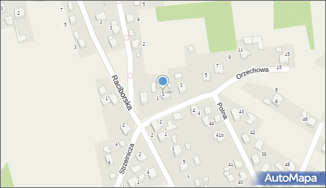 Gorzyce, Orzechowa, 1, mapa Gorzyce