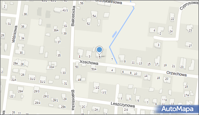 Grabówka, Orzechowa, 5, mapa Grabówka