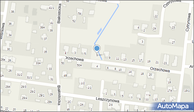 Grabówka, Orzechowa, 7, mapa Grabówka